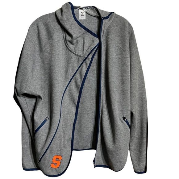 Syracuse University Asymmetrical Zip Gray Hoodie Sweatshirt Sz S/M NWT - Picture 2 of 12